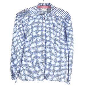 21 . Vintage 🌸 80s Blue Picnic Basketweave Secretary Blouse